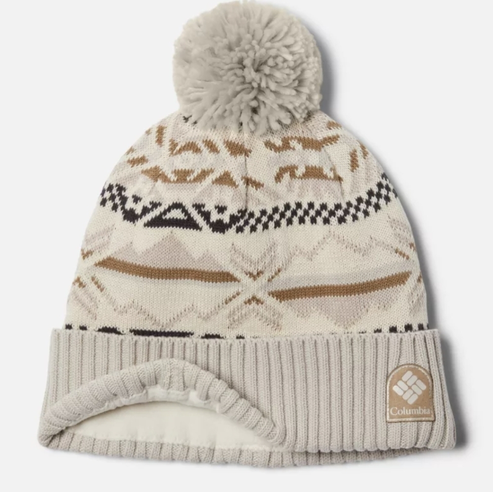 Columbia Unisex Sweater Weather Palmer Peak Pom Beanie Cream & gray